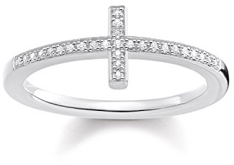 Thomas Sabo Damen-Ring Kreuz 925 Silber Diamant (0.2 ct) weiß Gr. 54 (17.2) - D_TR0028-725-14-54