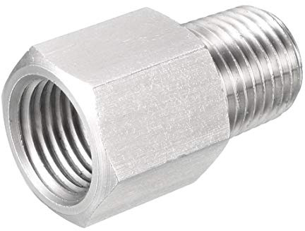 sourcing map Pipe Fitting Adapter 1/4 NPT Male to 1/4 G Female, Stainless Steel for Water Oil Air Pressure Gauge