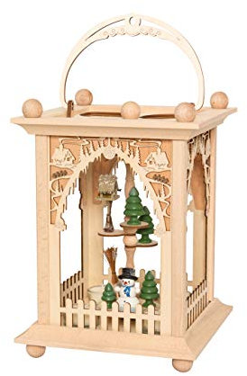 Kuhnert Pyramidenlaterne - Dorf & Schneemann - Mix aus Weihnachtspyramide und Laterne - Maße: 22x22x30cm - Made in Germany