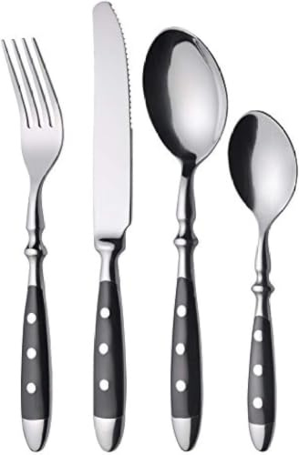 Tableware-GQ 24-pcs Cutlery Set Forged Type with Black Handles and Rivets@24 pcs.