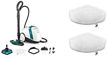 Polti Vaporetto Smart 100_T, Nettoyeur Vapeur, Autonomie Illimitée avec Remplissage d'eau Continu, Chaudière Haute Pression 4 Bar, 9 Accessoires + Kit 2 Serpillères pour Vaporetto Brosse Vaporforce