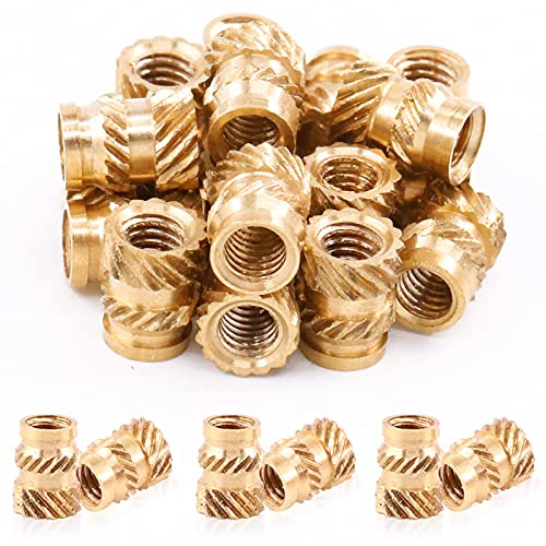 Mardatt 60 Stück M4 x 8 x 6 Messinggewindeeinsätze für Kunststoff-Messing-Einsätze, 3D-Druck, Rändelmutter, Messing-Einbettungsmutter, Heat Set Einsatz für 3D-Druck, Kunststoff