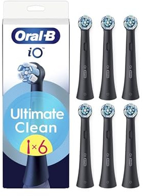 Oral-B iO Ultimate Clean Black Ersatz-Rundbürstenspitze, mit Kreuzungsfasern für fortgeschrittene Feinreinigung und Entfernung von Bakterienplatte,Oral-B iO, 6