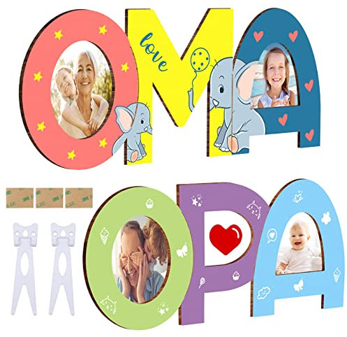Oma und Opa Holzbuchstaben Bastelset, Oma Geschenk Opa Geschenk Oma Geschenke zum Geburtstag Holzbuchstaben Fotogeschenke für Oma Geschenk Opa Enkel zum Geburtstag Weihnachten