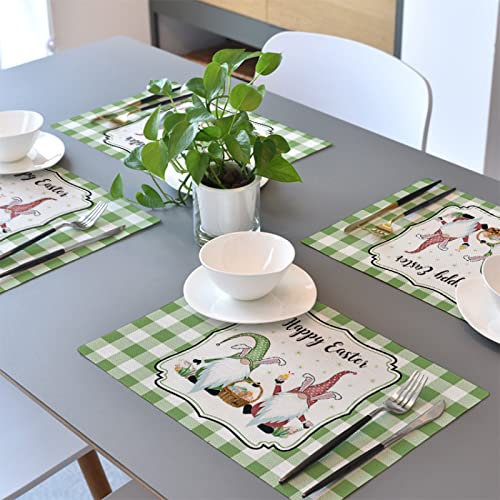 Manteles Individuales Pascua A Cuadros Verdes Mantel Individual Algodón y Lino Lavable Salvamanteles Individuales Resistente al Calor Bajoplatos Individuales Mesa Tapetes para Mesa 30x45cm 2 Pcs