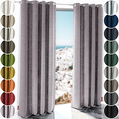 Schuette® Verdunkelungs-Vorhang Gardine mit Ösen ● Millenium Velvet: Purple Grape (Lila) ● 230x130 cm Höhe x Breite (1 Stück) ● Knitterfrei Pflegeleicht Thermo Blickdicht & stark Abdunkelnd