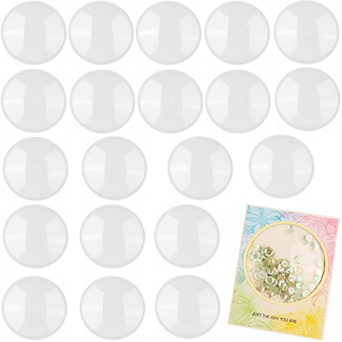 20 PZ Round Shaker Covers 4 Diametro Basso Profilo Plastica Trasparente Shaker Pourch Covers Dimensional Shaker Cupole Puffy Shaker Covers Finestra Blister Shaker Cards Making Scrapbooking