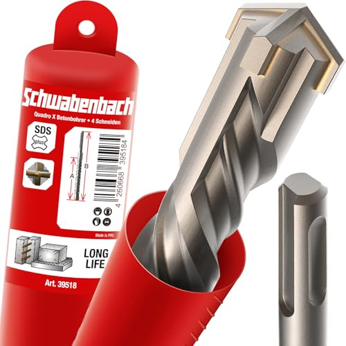 SCHWABENBACH® SDS Plus Bohrer 20mm x 940 x 1000 - Steinbohrer Lang | Präzises & schnelles Bohren in Beton - Hartmetall Spitze - SDS Bohrer Lang - Kein Einhaken in Armierungseisen 20x1000mm
