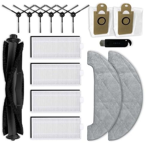 liveryde Ersatzteile kompatibel mit Honiture Q6 Pro, für Laresar L6 Pro, für Imou L11 Pro Max, für Airrobo T10+ Zubehör, 1 Hauptbürste, 6 Seitenbürsten, 4 Hepa-Filter, 2 Wischtücher, 2 Staubbeutel