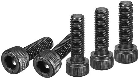 DTGN Viti a Testa Cilindrica Esagonale M6x20mm, 25pz in Acciaio Legato Grado 12.9, Vite Esagonale Metrica, Azionamento Esagonale, Finitura Nera Ossidata