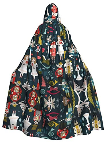 JAMCHE Damen Nussknacker Ballett Xmas Dance Print Kapuzenumhang für Weihnachten Halloween Cosplay Kostüme