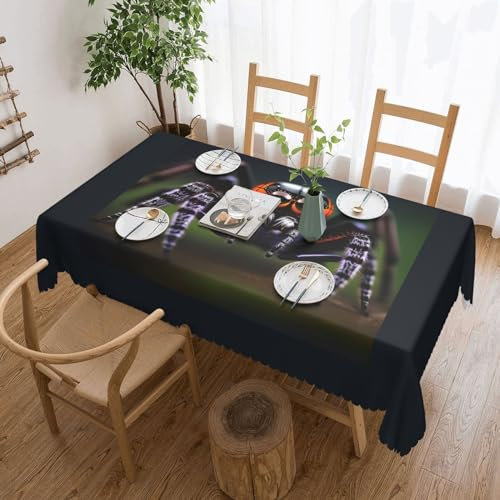 Rechteckige Tischdecke mit tropischen Regenwald-Spinnen, waschbar, bedruckt, Dekostoff, Tischdecke für Esstisch, Buffet, Partys, Bauernhaus, Küche, 137 x 183 cm