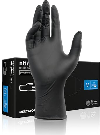 Predator by RON Mercator Nitrile Gloves. Disposable Gloves In Black Free From Latex, Silicone and Powder. Heavy Duty, Sterile Protective Gloves, Superior Strength 2.8 mil Box Of 100