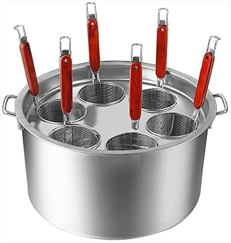 Pentole, Set Cuoci Pasta Commerciale, Pentole per Cottura della Pasta (3/4/5 Fori) con Divisore E Colino Scolapasta, Pentola in Acciaio Inossidabile, 6 Fori