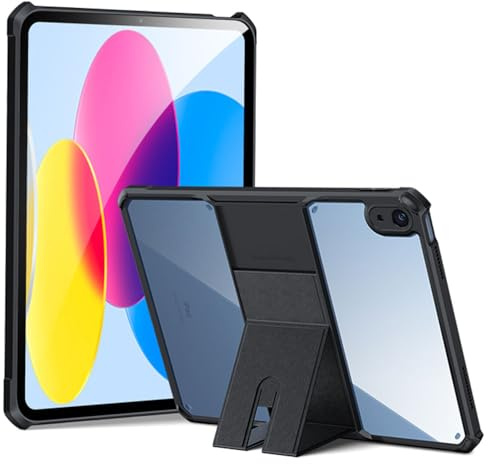 TECHGEAR Coque robuste pour iPad 11 A16 (11{^>e<^} génération 2025) et 11 (10e génération 2022), coque de protection arrière transparente fine de qualité supérieure avec béquille, légère et robuste