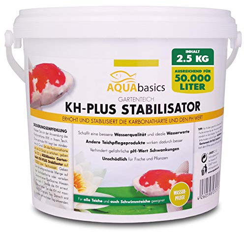 AQUAbasics Gartenteich KH-Plus Stabilisator sichert stabile und lebensnotwendige Wasserwerte im Teich - stabile Karbonathärte sichert auch den pH-Wert, Größe:2.5 kg
