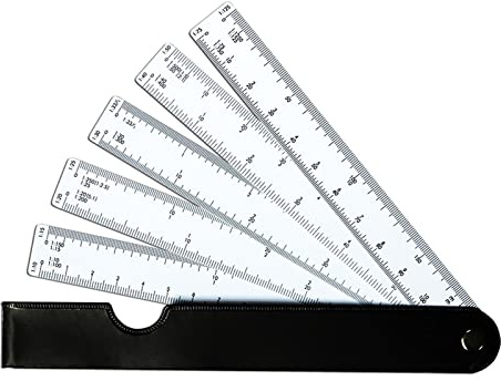 Flexibles Lineal, Fächer, Architekten, Maßstab mit 5, für Ingenieurarchitekten, Länge 19 cm, tragbares Maßstabs-Lineal