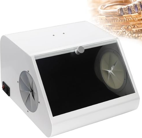 YHUEGH Labor-Sandstrahler-Tisch-Luft-Sandstrahlkabinett, tragbare Sandstrahlkabine mit LED-Lampe, eingebautem Doppelventilator, staubfreies Sandstrahlkabinett-Design mit großem Fenster
