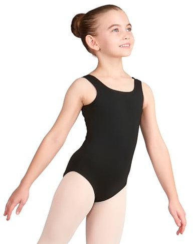 Silky Dance Black Ballet Leotard for Girls Kids Sizes - Fully Front Lined Gymnastics Sleeveless Tank Matt Leotard - Black - Age 4-6