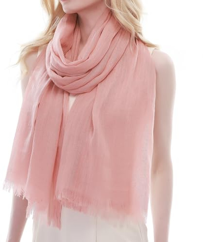 RIIQIICHY Bufanda Mujer Rosa Pañuelos Cuello Fular Foulard con Flecos Chal Fiesta Estolas para Bodas Pashmina