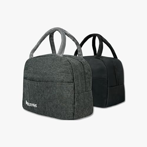 Velesas® 1 oder 2 Stück 7 L isolierte Lunchtasche | Kühltasche | Lunchbox | Thermotasche | Leicht/Tragbar/Einfache Reinigung | Isoliertasche für Picknick/Schule/Arbeit/Zuhause (1, Grau)