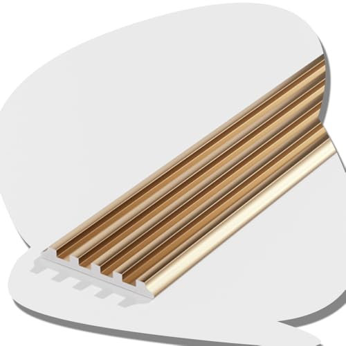 IMUNKT Protection De Nez De Marche Plat, Profilé D'escalier De Marche en Aluminium 100cm, Protecteur De Bord D'escalier, Antidérapante, pour Escaliers/sols/marches(Wilfred Gold,W5cm(2))