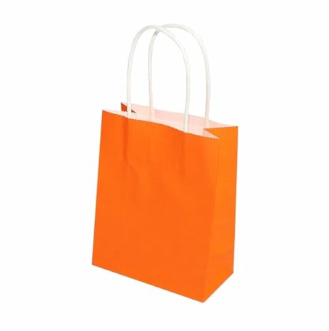Papiertüten Mit Griffen 10/20/30/50 stücke Mini Kleine Kraft Papier Tasche mit Griffen Festival Geschenk Tasche Candy Einkaufstaschen Papiertragetaschen(Orange,15X21X8CM (S)_50PCS)