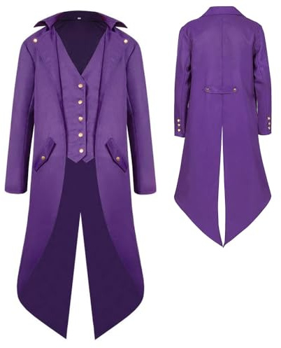 YQVGFBY Veste Steampunk Gothique pour Homme, Veste Médiévale Victorienne Vintage, Costume de Fête Long Smoking, Déguisements de Cosplay de Pirate de la Renaissance et de Vampire pour Hommes Adultes
