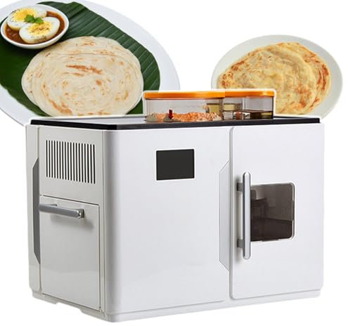 DRYIC Máquina automática para crepes, gran máquina comercial de panqueques de 1800 W, pantalla táctil, grado de cocción y volumen de aceite ajustables