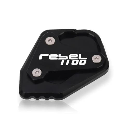 HYRHEV Motorrad CNC Kickstand Fuß Seite Ständer Verlängerung Pad Unterstützung Vergrößern Platte CMX1100 Rebel 1100 2020 2021 2022 2023 Stützplatte(Schwarz)