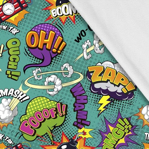 HEKO PANELS Softshell Stoff, Meterware, Comic, 1 Meter 150 x 100 cm | wasserfester und windfester Outdoor Stoff mit Fleece, Nähstoffe für Jacken und Overalls, funktional zum Nähen und DIY