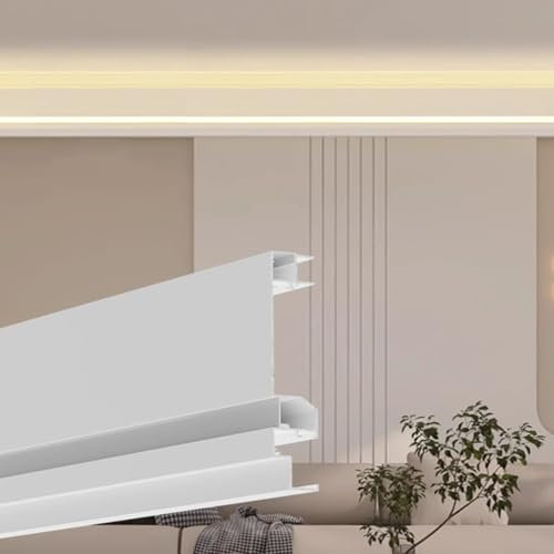 Sockelleisten für indirekte Beleuchtung, aus Aluminium, für Zuhause, Hotel und Kino, 5,5 m lange Schiene mit Diffusor-Abdeckung, (B 12 cm)