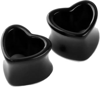 Mesnt Dehnstäbe Tunnel Set Ohr Expander Plug10mm, 2PCS Acryl Flexibles Hohlherz Double Flared Plug Körper Piercing Expander, Schwarz