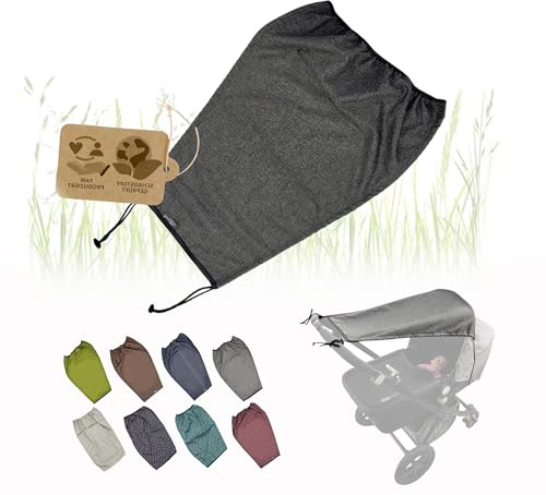 Voile d'ombrage universel avec protection UV 50+ pour poussette - Protection solaire flexible avec revêtement et fonction store réglable (gris foncé chiné)
