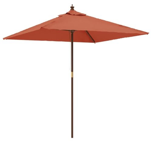 Ombrellone Giardino con Palo in Legno, Ombrelloni da esterno Ombrellone da balcone Ombrellone da spiaggia Ombrelloni Adatto per Giardini Spiaggia di sabbia Piscine Bar Terracotta 198x198x231 cm