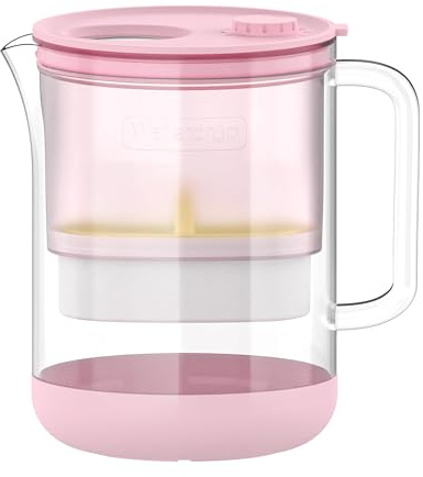 Waterdrop PT-72P Carafe Filtrante Verre, 2,5L, Certifiée NSF, 2 Mois | Certifié NSF/ANSI 53, 42 et 372, Réduit PFOA/PFOS, Chlore, Cadmium, Cuivre et Mercure, Sans BPA, Facile à Nettoyer, Rose