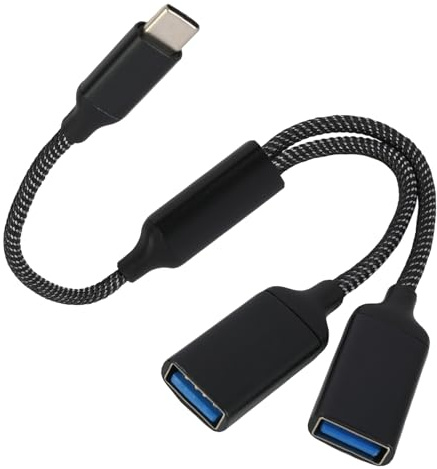 Vxiwscy Adaptateur USB C Double,Câble Répartiteur USB-C vers 2Ports USB-A, Données de Charge étenduesCompatible avec MacBook, PS5, Charge et Transfert de Données pour Ordinateur Portable, Voiture