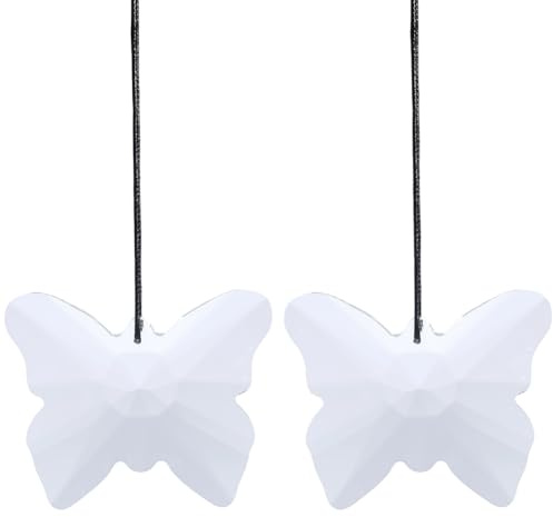 CREATCABIN 2 atrapasol Colgante de Mariposa de Cristal para Ventana Prismas de Cristal Transparentes Atrapasol Arcoíris Adornos Colgantes de Cristal Decoración para Interiores Hogar Jardín 6.75x5.5cm