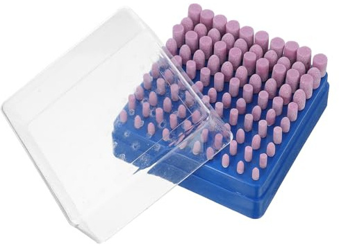 VILLFUL Lot de 100 fraises à meuler en corindon rouge, tige de 3 mm, tête de polissage pour métal, compatibles avec les outils rotatifs pour la finition, le polissage et le bricolage.