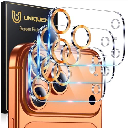 UniqueMe for iPhone 17 Pro Max Camera Lens Protector - 3 Pack Ultra HD Tempered Glass Camera Len Protection Cover [Case Friendly] [Scratch-Resistant] [Night Shooting Mode] Orange Circle