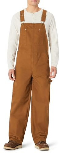 Amazon Basics Men's Relaxed Fit Workwear Bib Overall, Dark Chestnut Brown, 36W x 34L