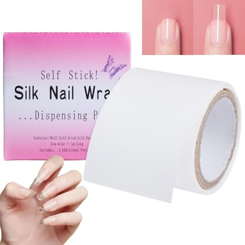 Silk Fiberglass Nail Wrap Self-Adhesive,Effective Nail Repair & Extensions,Nail Art Tool for Broken or Damaged Nails,Strengthen & Protect Natural Nails,Reinforce Tips,DIY Home & Salon Use,Safe(1 Roll)