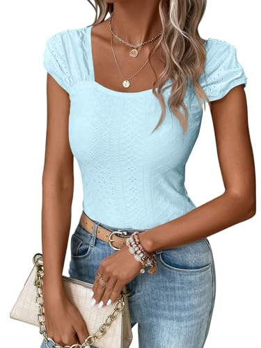 Imily Bela Camiseta sin mangas para mujer, con cuello cuadrado, sexy, para verano, camisola