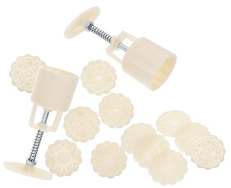 MUELODSIC 2 juegos Molde para Pasteles de Luna con Diseños de Flores Prensa para Galletas y Repostería DIY Molde Duradero para Hornear Postres Tradicionales Chinos