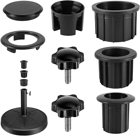YUEIODDKL Lot de 8 pièces de rechange pour parasol - Anneaux de réduction de parasol - Adaptateur de pied de parasol - Accessoires pour parasol de jardin et de pêche