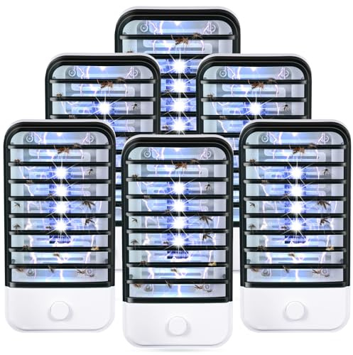 JahyElec Indoor Bug Zapper Plug in, Electronic Flying Insect Trap for Mosquito, Fly, Gnat - Purple Light Lamp for Home, Kitchen, Bedroom, Living Room, Office, 6 Pack, Black ﻿