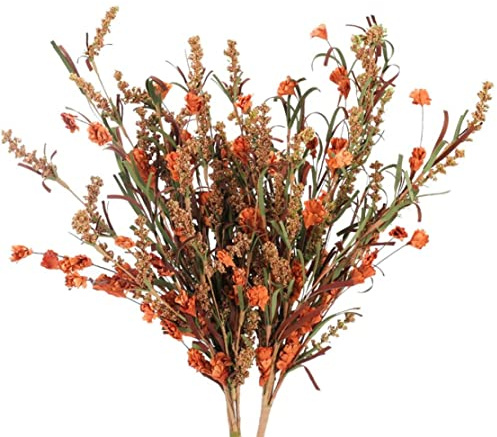 Lawnrden Decorazioni Autunnali|Bouquet di Fiori Autunnali Artificiali Disposizione di Piante Floreali finte Bouquet da Sposa Decor 2 Pezzi
