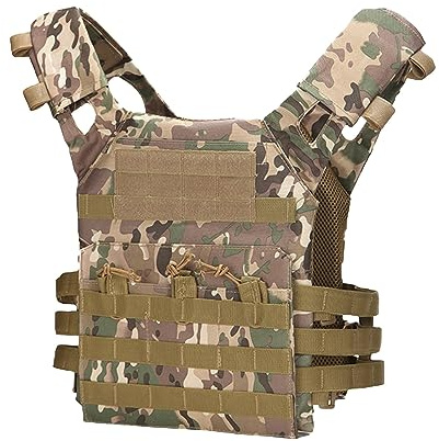 Gilet tattico da combattimento, gilet militare militare da combattimento, pesca, escursionismo, caccia, softair, all'aperto, regolabile, ultra leggero, per uomini e donne, taglia unica, Mimetico