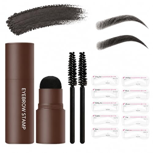 Kit di timbri per sopracciglia con stencil e pennelli, polvere impermeabile per sopracciglia rade, riempimento dell'attaccatura dei capelli e modellatura della barba, finitura sfumata naturale e