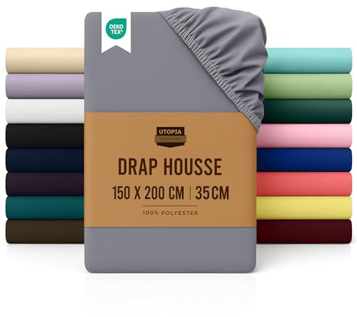 Utopia Bedding Sabana Bajera 150x200 - Gris - Certificado Oeko Tex - Bolsillo Profundo - Microfibra Cepillada (Cama 150)